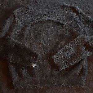 Killstar Keyhole Peekaboo Black Knit Fuzzy Sweater